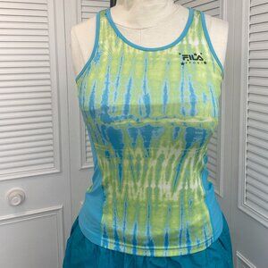 Fila Sz 16 Girls or Sm Womens Blue and Green Sleeves Tie Dye Exercise Shirt
